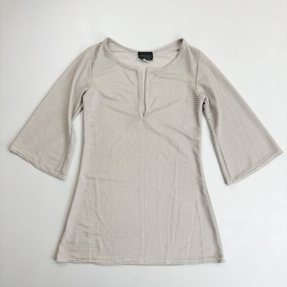 JORDON TAYLOR Mesh Swimsuit Cover Up Top Small Resort Wear Silver Taupe - Picture 1 of 7